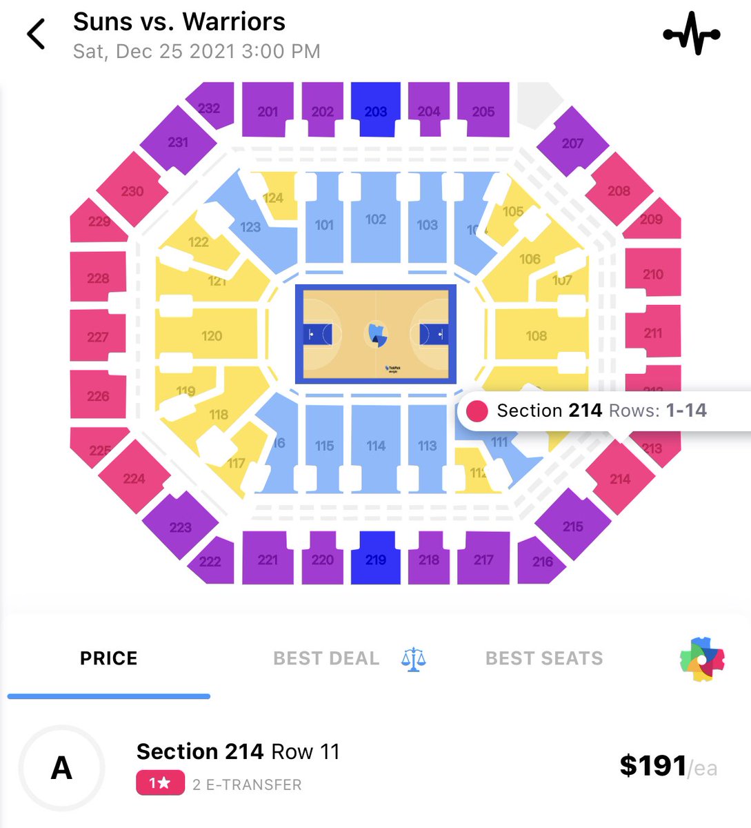 Least and most expensive NBA Christmas games tomorrow: 

$7: Jazz vs. Mavericks

$191: Suns vs. Warriors