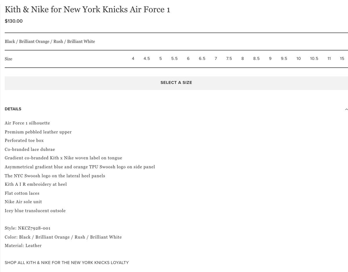SOLELINKS's tweet photo. @JetsNJordans @ItMeJaren remaining sizes for AF1 https://t.co/oKsisB9ag0