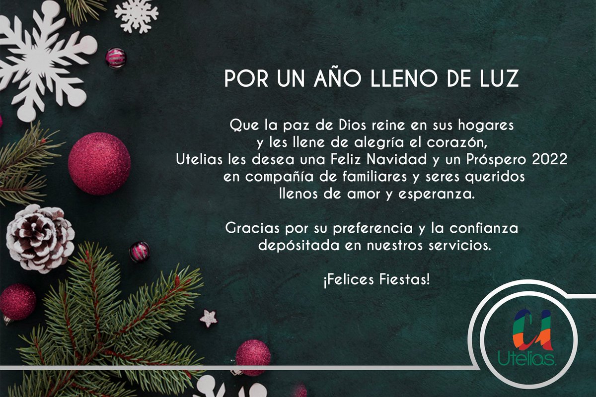 Uteliasrd's tweet photo. Por un año lleno de luz ✨
!Felices Fiestas¡
https://t.co/AWrJtm8I8p
#utelias #uteliasrd #Navidad2021🎄 #AmoryPaz❤️🤍 #FeyEsperanza🕊️🌠 https://t.co/4jyjrfBz75