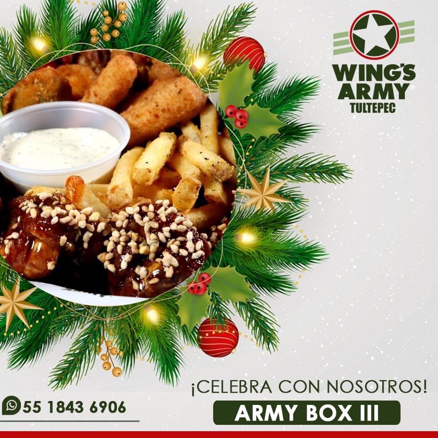 WArmyTultepec's tweet photo. 🎄¡Celebremos juntos en #WingsArmyTultepec ! Con un #ArmyBox ! Contamos con todas las medidas sanitarias necesarias para que disfrutes de la gran variedad en salsas que tenemos para ti y elige tu Army Box favorito.🍗🤤🍻 ¡Te esperamos!
*Aplica Restricciones https://t.co/tzFVoQtMch