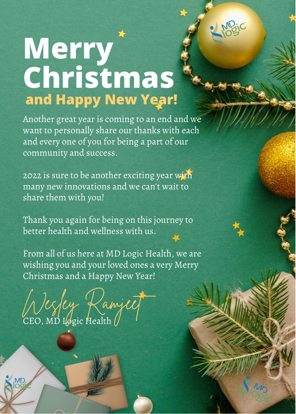 Another Christmas Here With You 2022 Md Logic Health On Twitter: "Merry Christmas And A Happy New Year From All  Of Us Here At Md Logic Health! Here Are A Few Words Of Gratitude From Our  Ceo! #Health #
