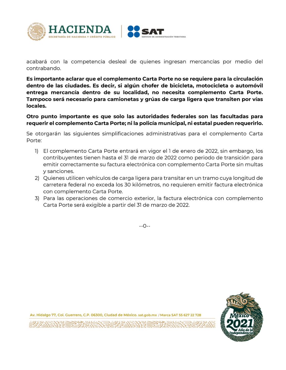 canacarmexico's tweet photo. #ÚltimaHora 
El @SATMX informa que habrá un periodo de transición para emitir correctamente la factura electrónica con complemento Carta Porte sin multas y sanciones. https://t.co/AUHTBMEBHZ