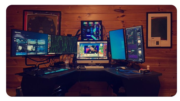 yateinvests's tweet photo. Cable management grade: F 

Just got it all setup to make sure it’s good. Going to our majority of the cables in the wall, should look great afterwards! https://t.co/UorUkVZbNF