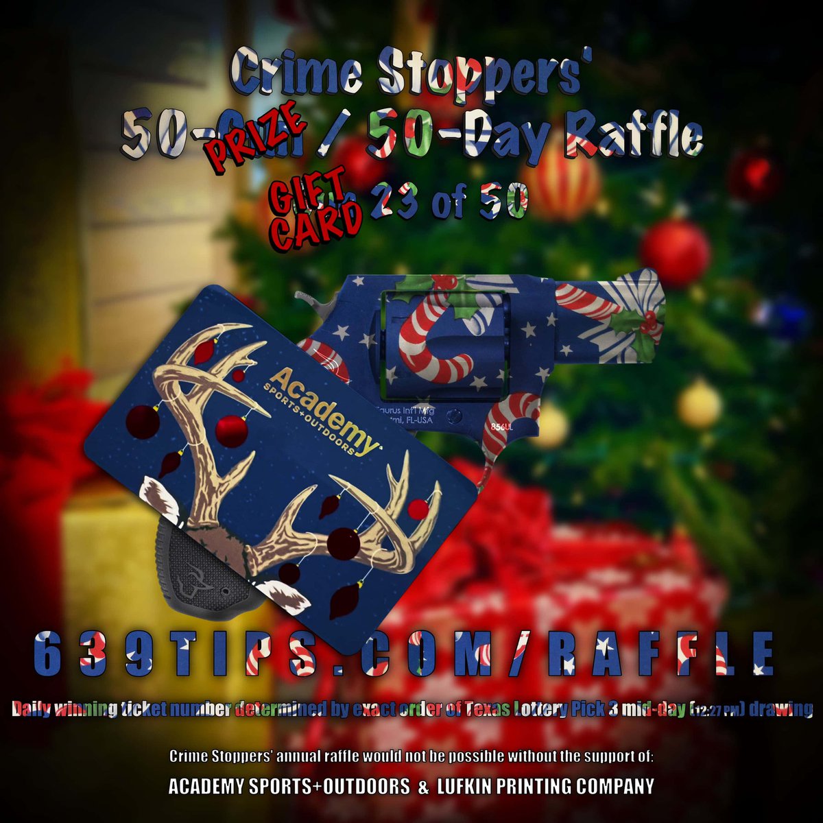 639tips's tweet image. 50-Prize/50-Day Raffle
Day 23 (Dec 24)
Winner: 529
Prize: $324.74 Academy Sports+Outdoors gift card
Winner will receive email with instructions for claiming Academy Sports+Outdoors gift card.
#639TIPS #50Prizes50Days #27ToGo