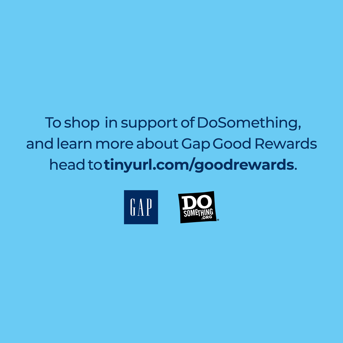 dosomething's tweet image. Last minute Holiday shopping? Keep us in mind if you’re planning to shop at the @Gap. Tap in below to see how you can shop with a purpose #WeDidThat ✨✨✨