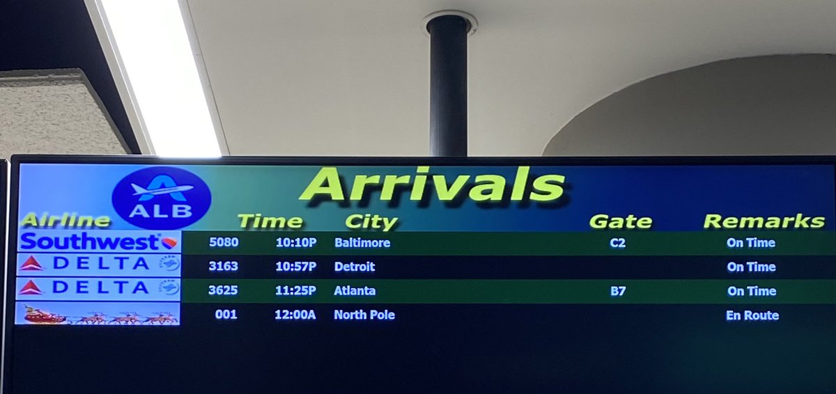 🎅🏻BREAKING🎅🏻

A new flight has appeared on our Arrivals board! Our airfield team has cleared all snow off the runway and our control tower is on standby to clear the air space tonight. All systems are a go for a safe and on-time arrival from the North Pole.