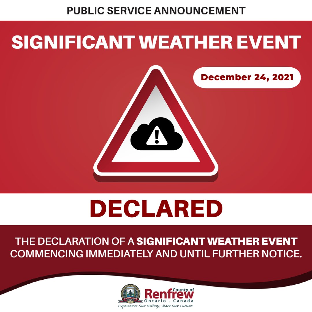 RenfrewCounty's tweet image. Please be aware that the County of Renfrew has declared a Significant Weather Event that will impact travel and services throughout the municipality due to the freezing rain that is expected starting tonight.

1/4
