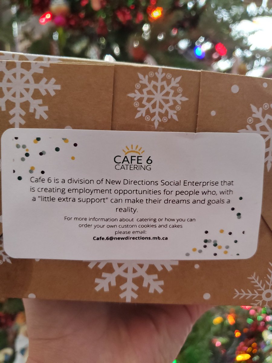 I rec'd this GORGEOUS box of cookies from <a href="/NewDirectionsMB/">New Directions</a>'s  #socialenterprise Cafe 6! I don't know if I can eat them, they're so beautifully crafted&amp;packaged! Cafe 6 creates jobs for "ppl who, w/ a little extra support, can make their dreams come true" #supportlocal #buylocalMB