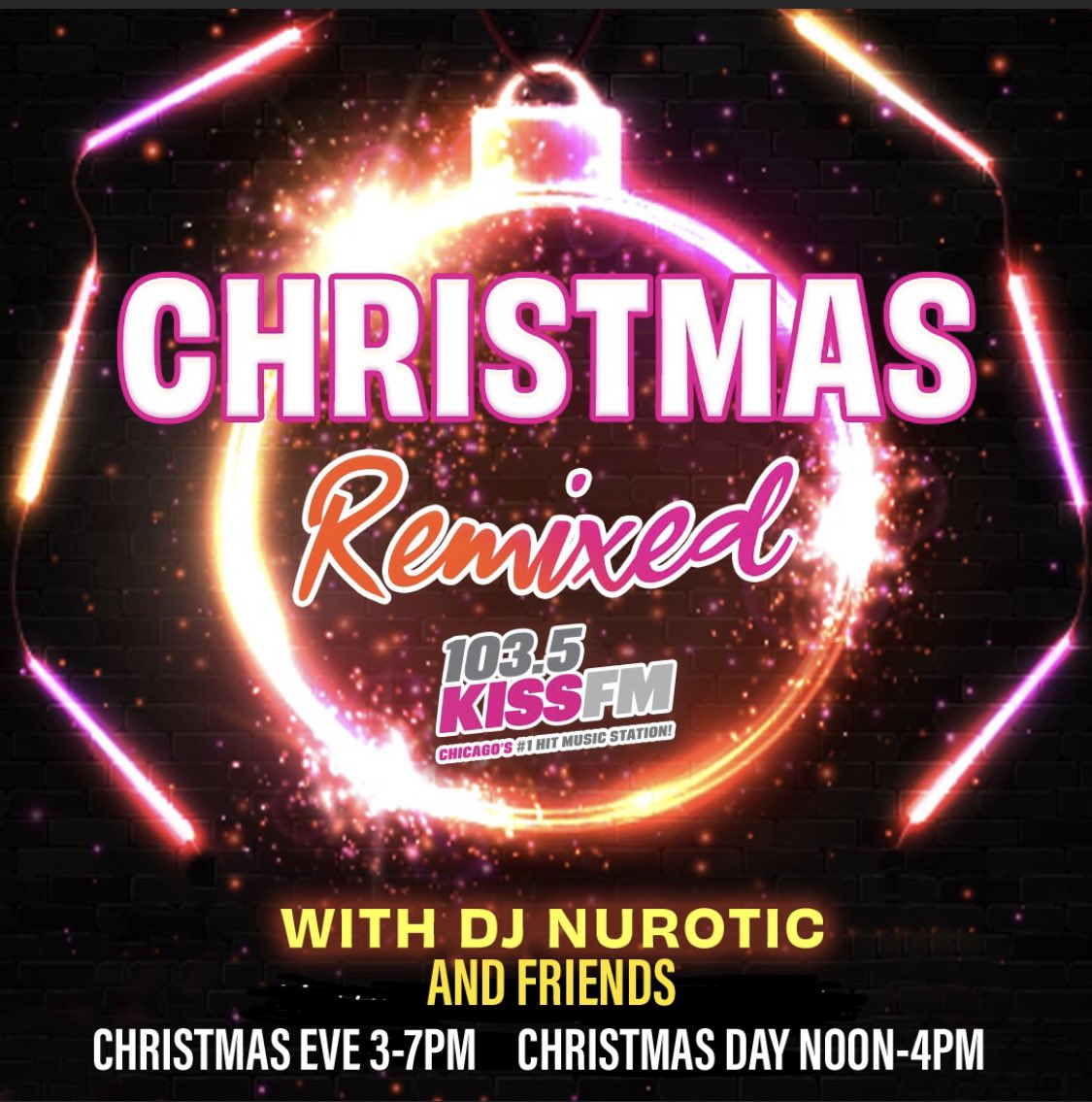 DJNurotic's tweet photo. At 3pm (central) I’m taking over @1035KISSFM for 4 hours with some of my friends! Tune in and celebrate #Christmas with me, @JayMacRadio @djeddiev @djmach1 and @DJJayFunk #ChristmasRemixed https://t.co/aFqAYb4Rgl