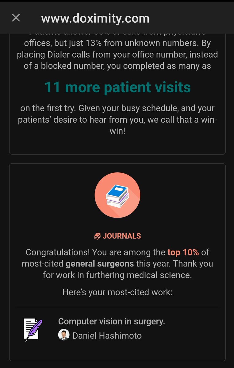 No idea how <a href="/doximity/">Doximity</a> calculates these numbers but #humblebrag to thank all my mentors and collaborators for pushing me &amp; #surgicalAI forward 
<a href="/Guy_Rosman7/">Guy Rosman</a> <a href="/Oz_Meireles/">Ozanan Meireles</a> <a href="/aminmadaniMD/">Amin Madani MD PhD</a> <a href="/p_masca/">Pietro Mascagni</a> <a href="/altierim1/">Maria Altieri</a> <a href="/thomas_m_ward/">Thomas Ward</a> <a href="/Yutong76059303/">Yutong Ban</a> <a href="/HPB_Surgeon/">Adnan Alseidi</a> <a href="/Danyal_Fer/">Dan Fer MD</a> <a href="/SAGES_Updates/">SAGES is in Tampa in 2026!</a>