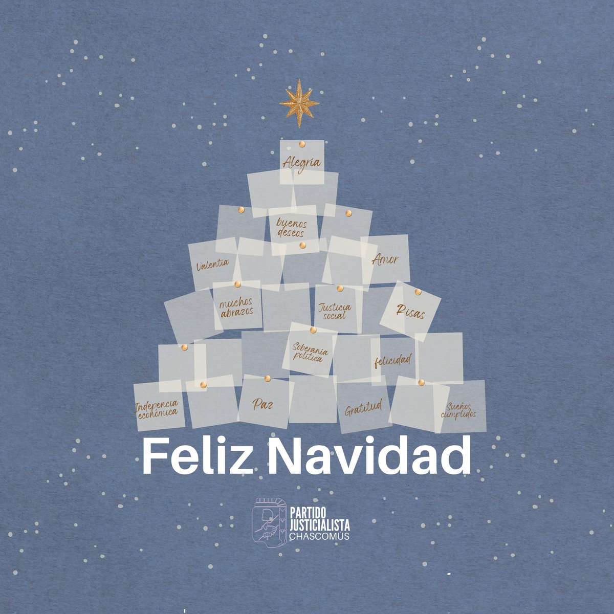 Desde el Partido Justicialista les enviamos nuestros mejores deseos para cada unx de ustedes y sus familias. Que tengan una feliz Nochebuena, una hermosa Navidad y un mejor año para todos y todas ¡Felicidades!🎇🥂✌🏼

#FelizNochebuena
#FelizNavidad 🎄