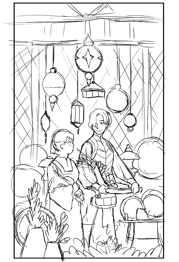 Thinking of streaming this drawing during the holidays! I just want to celebrate and chill later today. TvT