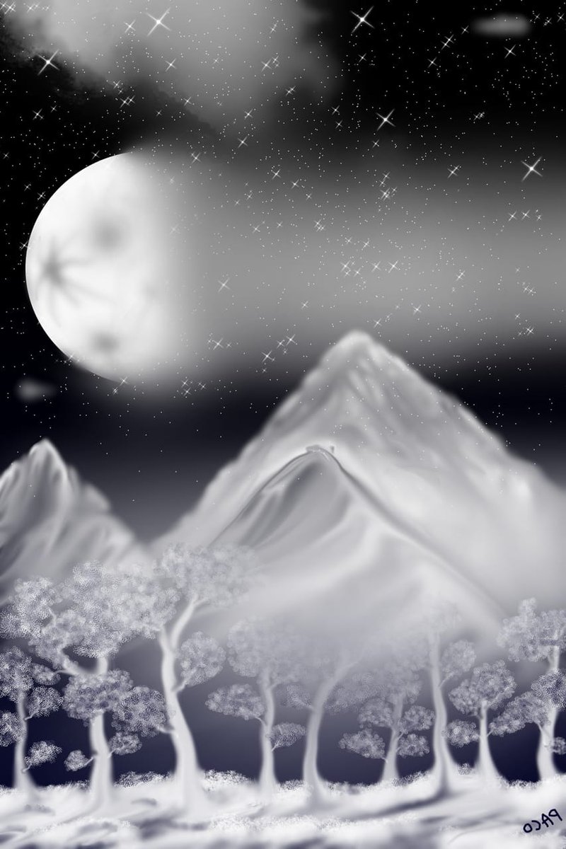 PacoConJ's tweet photo. Mountain https://t.co/5qrK9qZzU7 #ARTstreet #MediBang #medibang #Christmas #night #clouds https://t.co/eZoRP8RMPm