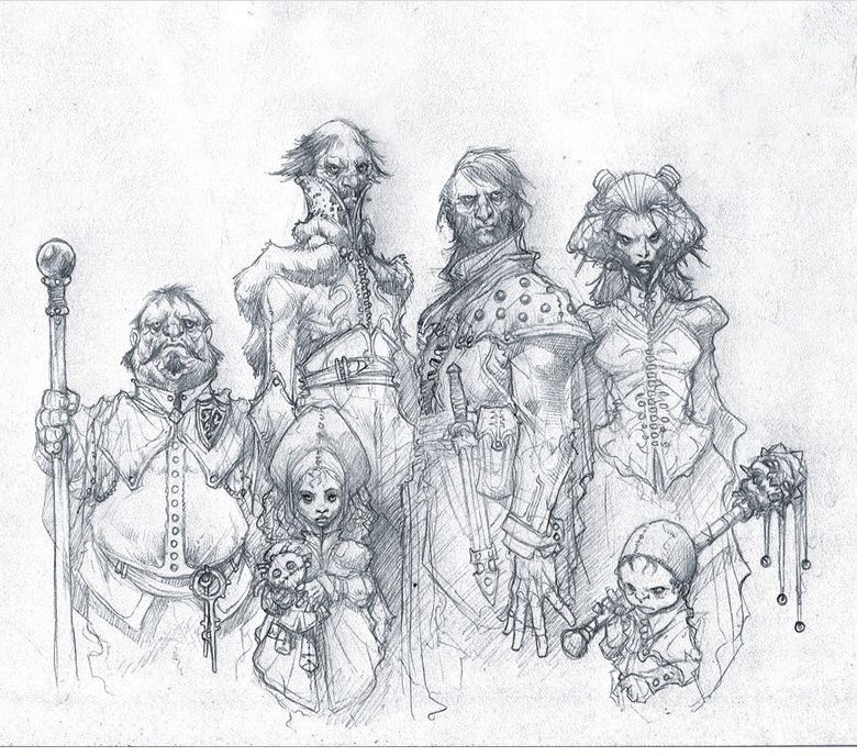 Some Barovians and some really old D&D character sketches. 