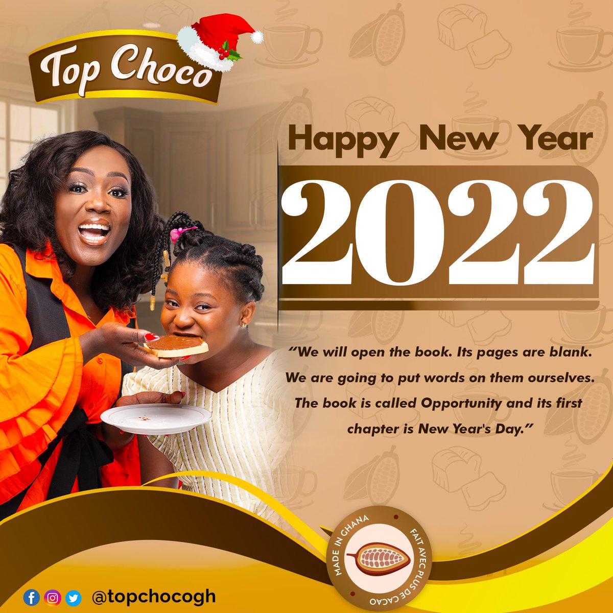 topchocogh's tweet photo. Happy New Year  &amp; Welcome to 2022!

#TopChoco #TopChocospreadthelove #Spreadtheenergy #SpreadTheJoy #happynewyear22 https://t.co/b5UO5EyDFZ