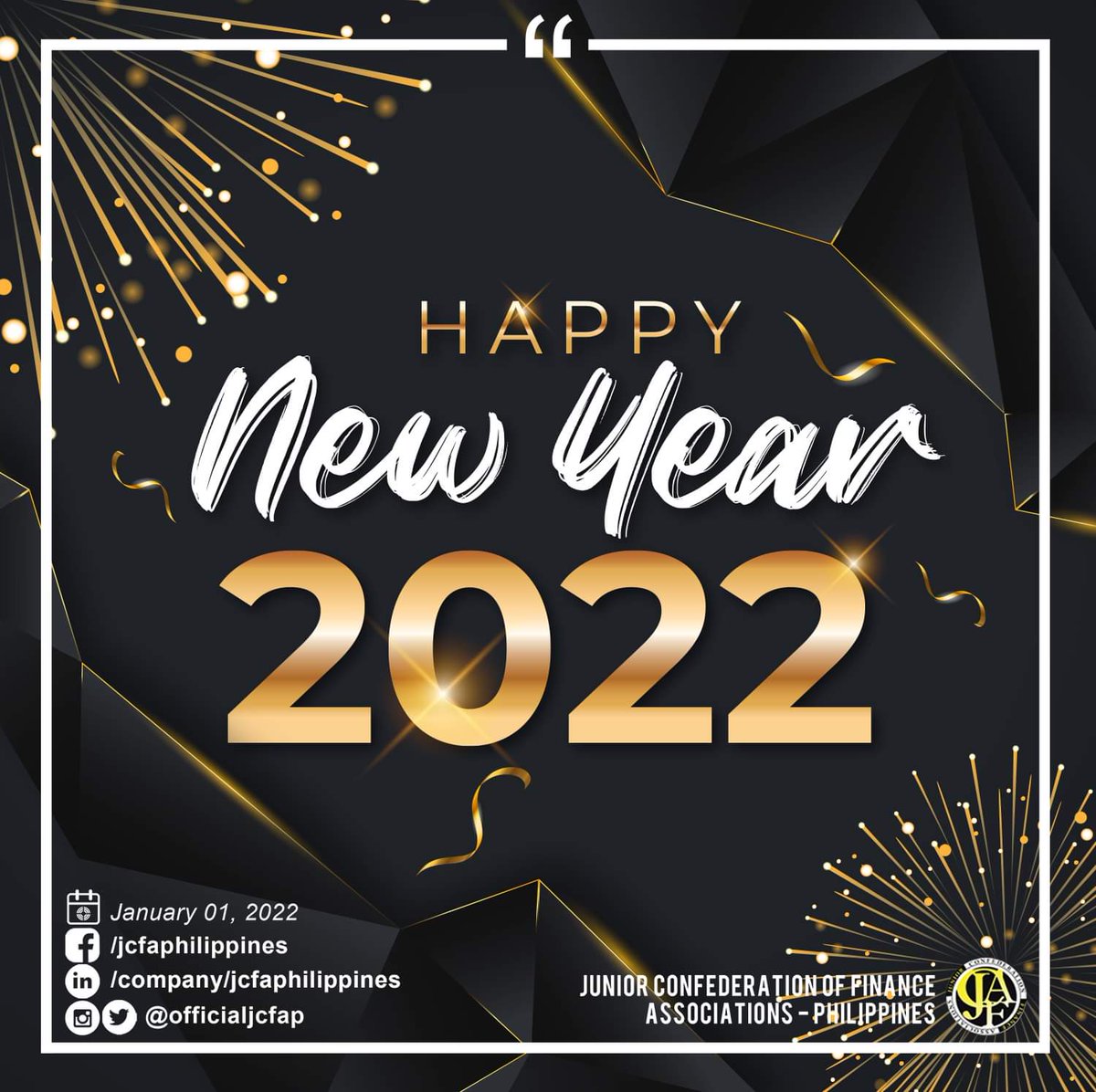 OfficialJCFAP's tweet photo. As we move from one season to another the Junior Confederation of Finance Associations - Philippines is wishing you a year ahead of  greatest aspirations, prosperity, love, laughter and hope. 

Cheers to a Happy New Year and a productive and bountiful 2022! https://t.co/jQj4dBYReP