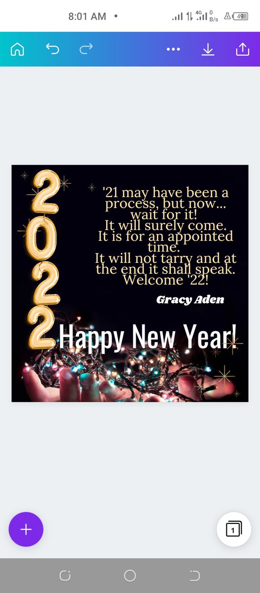 gracyaden's tweet photo. '21 may have been a process, but now, wait for it! 
It will surely come.
It is for an appointed time. 
It will not tarry and at the end it shall speak. Welcome '22!

#GracyAden

#Christmas #HAPPYNEWYEAR2022 #happyholidays #HAPPYNEWYEAR https://t.co/84myq6x9P2