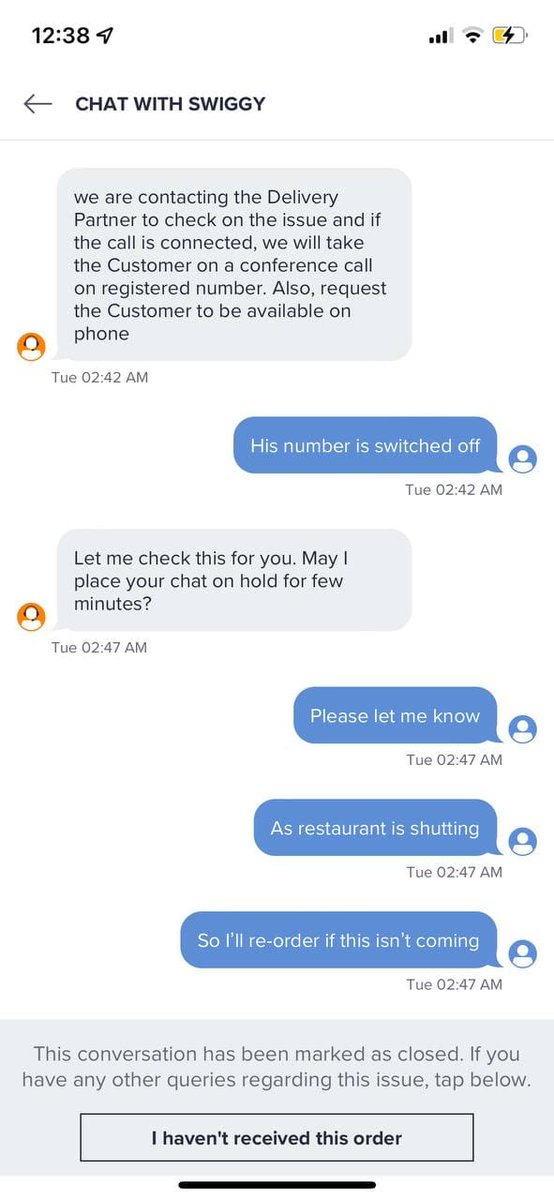 itsfaizann's tweet photo. @SwiggyCares @swiggy_in Ordered a meal which showed delivered but wasnt delivered to me,contacted support immediately but the delivery agent had his phone switched off.
was assured that the matter will be taken care of but it wasnt. https://t.co/XRMLP7rLwY