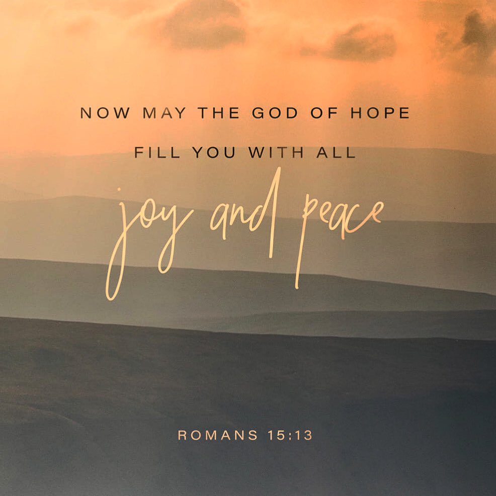 Now may the God of hope fill you with all joy and peace in believing, that you may abound in hope by the power of the Holy Spirit. #romans15v13