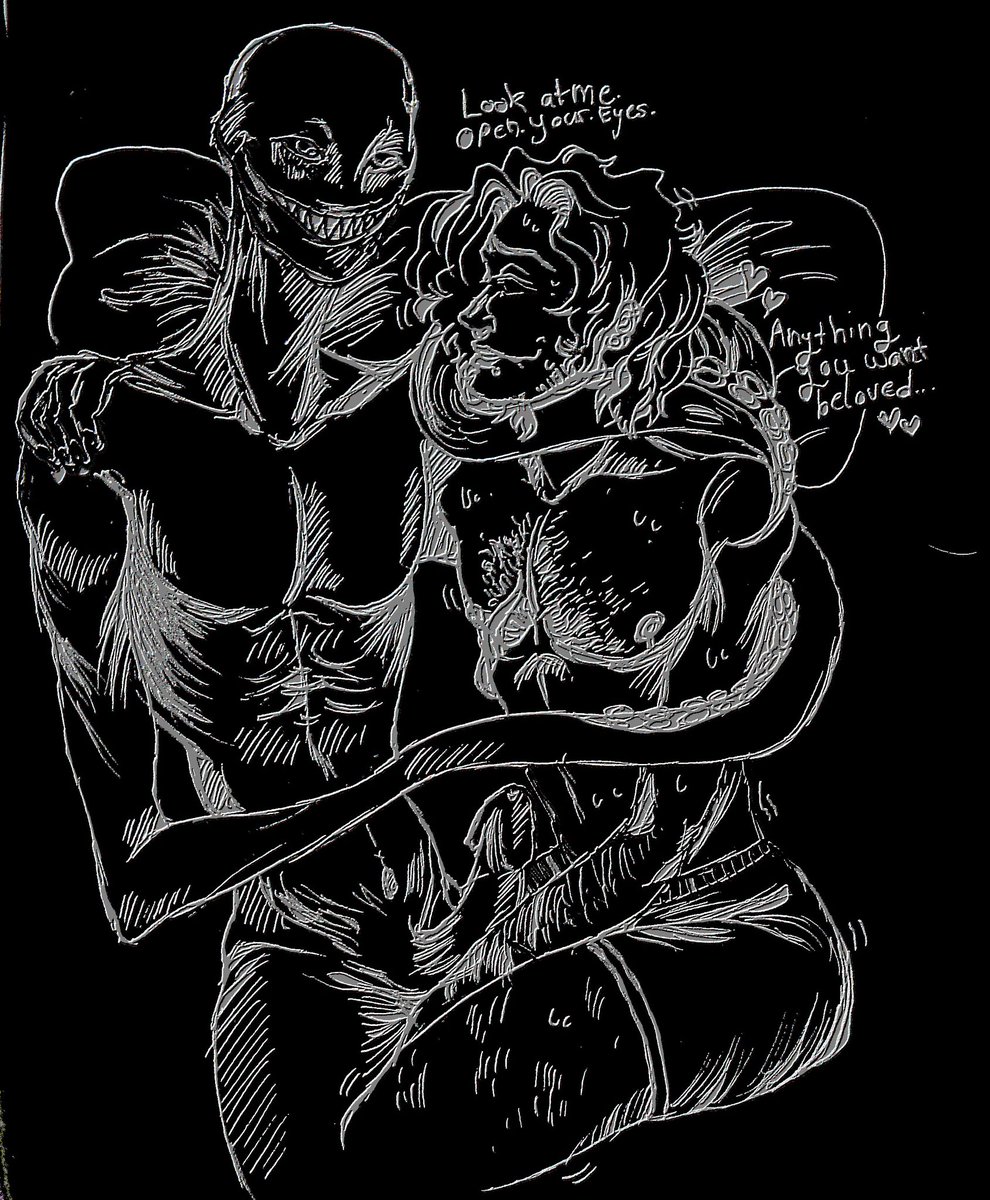 VCrowley1966's tweet photo. My first post on my NSFW art account, a self insert of me and the Demon from "Don't Open Your Eyes" horror game. #nsfwtwt #dontopenyoureyes #horrorgame 18+please. #kinkyselfinsert #monsterfucker https://t.co/xYwCec2jbV