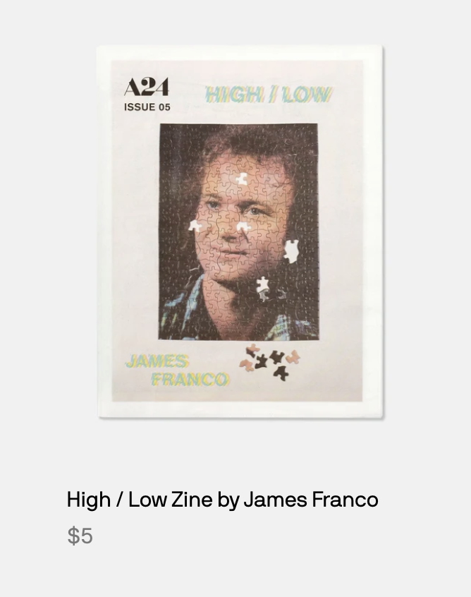 chadam_b's tweet photo. who tf is letting james franco still do shit. "james franco a24 zine" might be the most cursed combination of words in existence https://t.co/PP18oQE6lY