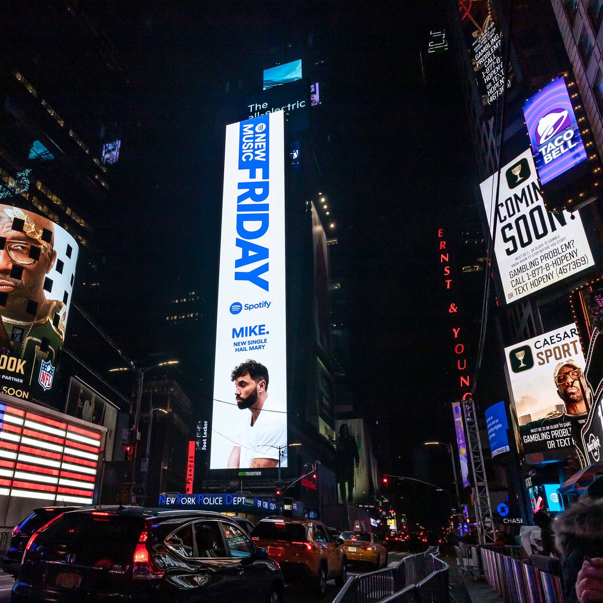 justmike's tweet photo. If u in Times Square tn look up. Thank u @Spotify and thank u to the Steves. Y’all made this possible. Steve to the moon we just gettin started 🚀🚀🚀 https://t.co/7c5jrcsgSe
