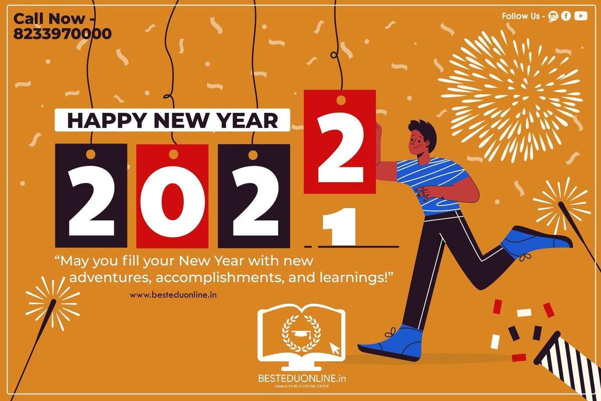 besteduonline's tweet photo. "May you fill your New Year with new adventures, accomplishmennts and learnings"
#Happy_New_Year #2022
#Besteduonline 
Call Now - 8233970000
Visit Now - https://t.co/eCuoVR91Ah https://t.co/WbCywFhimE