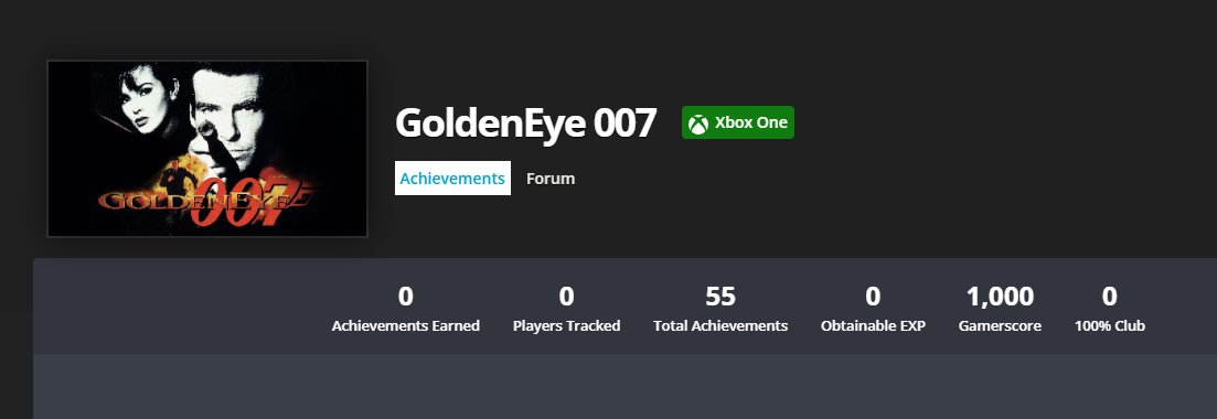 Wario64's tweet photo. According to Exophase, GoldenEye is for Xbox One https://t.co/kdTG5kkMgp https://t.co/iaLH5ADayH