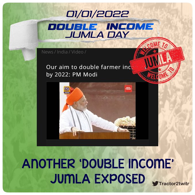 In reality, farmers' incomes are declining and @narendramodi's scheme of doubling farm income turns out to be another 'jumla'. When they will stop fooling people? Time to get rid of them. @Bkuektaugrahan @OfficialBKU @Kisanektamorcha @RameshwarDudi
#DoubleIncomeJumlaDay