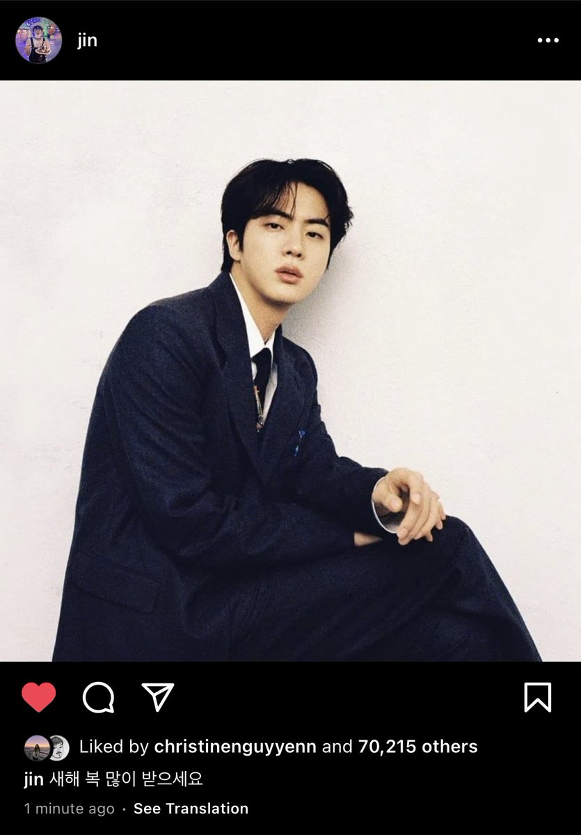 miiniyoongs's tweet photo. [220101 Jin Instagram Post]

🐹 happy new year https://t.co/jicaWNYwxQ
