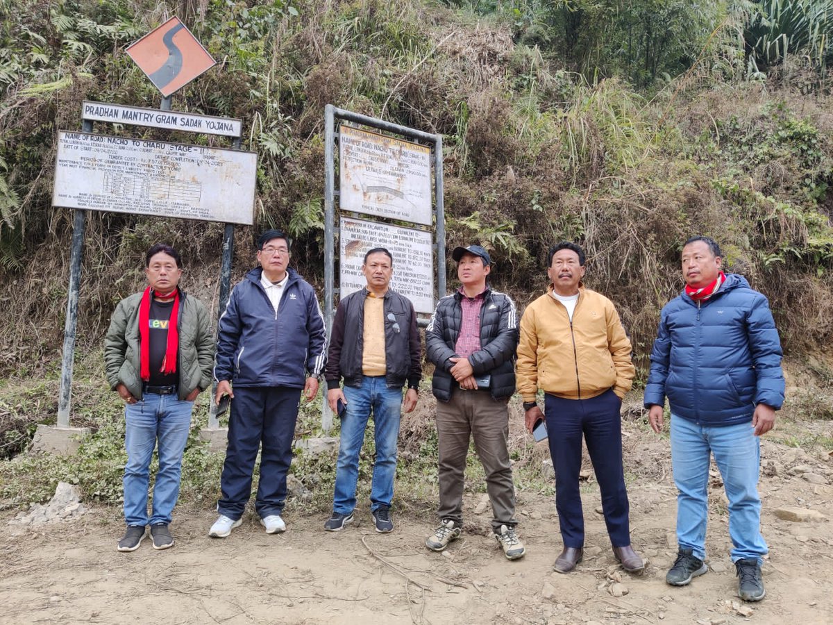 dc_upper's tweet photo. M. Nyori, DC Upper Subansiri, along with a team of officers and PRI members inspected some under construction Stadiums (Khelo India),  PMGSY roads, and PMAY houses at Page Nalo, Taliha, Nacho, etc. Later,  necessary reports have been submitted to concerned authority. https://t.co/b1SOGzmX1I