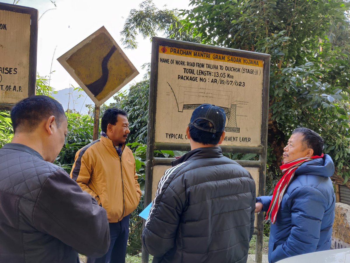 dc_upper's tweet photo. M. Nyori, DC Upper Subansiri, along with a team of officers and PRI members inspected some under construction Stadiums (Khelo India),  PMGSY roads, and PMAY houses at Page Nalo, Taliha, Nacho, etc. Later,  necessary reports have been submitted to concerned authority. https://t.co/b1SOGzmX1I