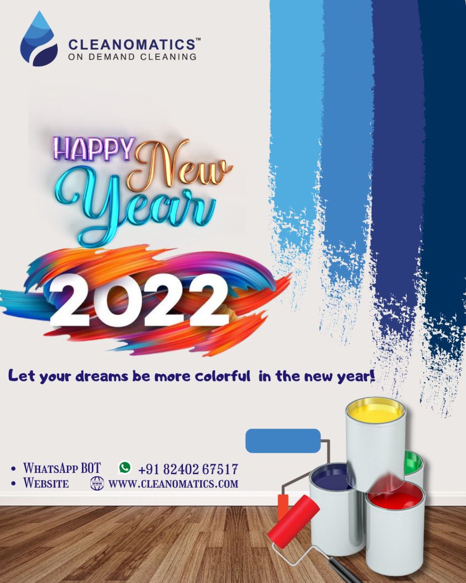Cleanomatics1's tweet photo. @Cleanomatics1 Laundry n Cleaning Services wishes all a Happy New Year! Let your dreams be more colorful in 2022!
With a vision of a “Clean &amp; Magically Transformed Urban India” and a mission of a pandemic free world!
#HAPPYNEWYEAR2022 #HAPPYNEWYEAR #JanuaryGreetings #welcome2022 https://t.co/aeCaJO5jEo