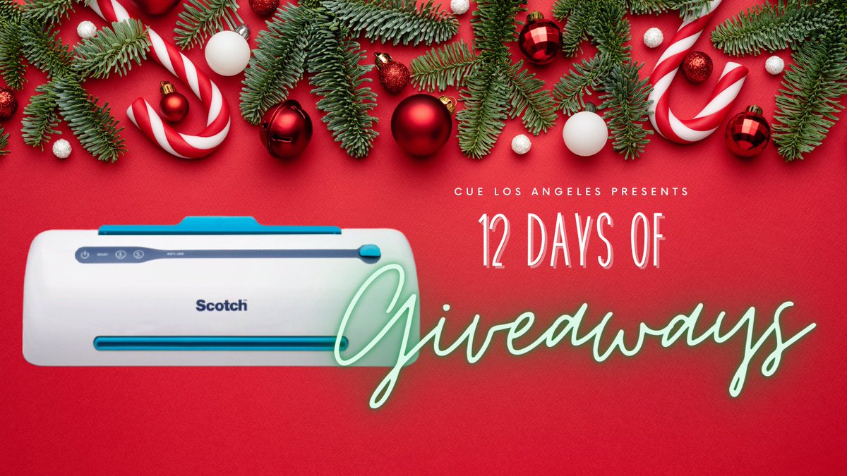 CUE Los Angeles (@cuelosangeles) on Twitter photo Day 7 of our "12 Days of Giveaways" starts now! Today's prize: a Scotch Brand Laminator
To enter, 1️⃣ Like this tweet, 2️⃣ Follow <a href="/cuelosangeles/">CUE Los Angeles</a>, & 3️⃣ retweet this post! Today’s giveaway ends at 5pm PST!
Winner will be announced after daily closing! #wearecue #cuela Day 7 of our "12 Days of Giveaways" starts now! Today's prize: a Scotch Brand Laminator
To enter, 1️⃣ Like this tweet, 2️⃣ Follow <a href="/cuelosangeles/">CUE Los Angeles</a>, & 3️⃣ retweet this post! Today’s giveaway ends at 5pm PST!
Winner will be announced after daily closing! #wearecue #cuela