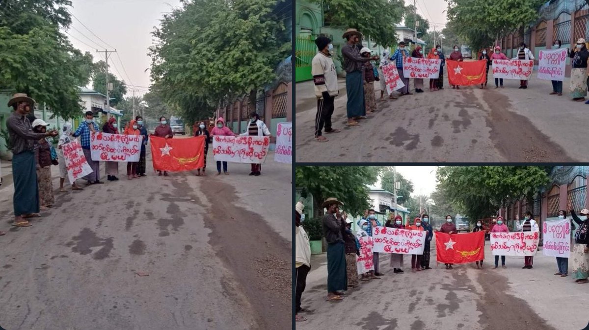 Pro democracy youths from Pakokku tsp rallied to protest against military dictatorship, voicing out loud that Juntas are not supported.   #ToFederalDemocracy2022 #2022Jan1Coup #WhatsHappeningInMyanmar