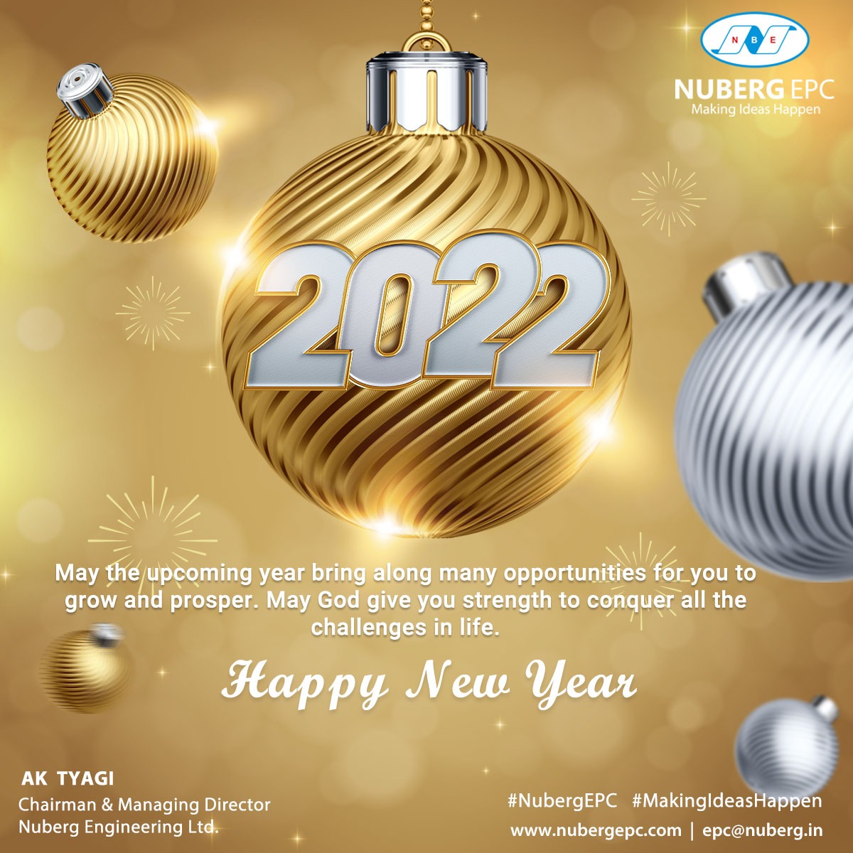 aktyagi500's tweet photo. May the upcoming year bring along many opportunities for you to grow and prosper. May God give you strength to conquer all the challenges in life. Happy New Year!

#HappyNewYear #HappyNewYear2022 https://t.co/qFmyfVde2p
