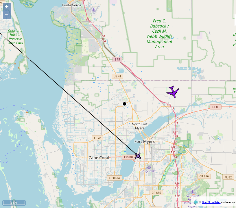 Above_CapeCoral's tweet photo. #FFT2678 : #STL (St Louis, MO) to #MIA (Miami, FL). 4.1 mi away @ 34000 ft and 57.3° frm hrzn, heading SE @ 574.2mi/h 23:47:12 icao:A466FC. #AfterHours #UpInTheClouds #FastMover #AboveCapeCoral #ADSB https://t.co/CkMkCptP5w