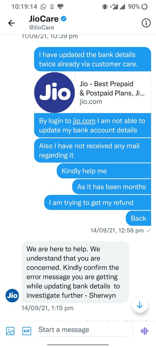 rpihu's tweet photo. It is going to be an year and I have not got my refund from jio. #JioFiber please let me know what should I do for the refund #Jio #ambani Below I am attaching the response let me know what to do? https://t.co/oxiP6nJ6c1