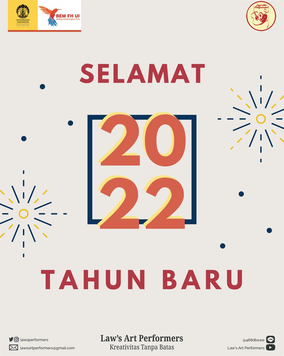 [SELAMAT TAHUN BARU 2022]

Law's Art Performers mengucapkan Selamat tahun baru 2022 bagi kita semua! 

Law's Art Performers, 
Kreativitas Tanpa Batas!