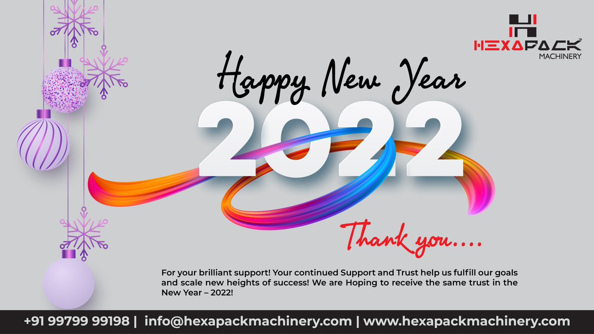 hexapack's tweet photo. Team Hexa Pack extends hearty wishes to everyone on the auspicious occasion of New Year – 2022!!
#Hexapackmachinery #HappyNewYear #Celebration #Welcome2022 #Greetings #NewYear2022 #India https://t.co/XOafCOdw6G