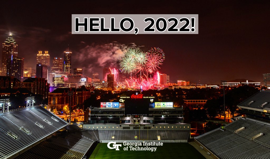 GeorgiaTech's tweet photo. Happy New Year from Atlanta! 🐝🎉 https://t.co/NOQbxSbu04