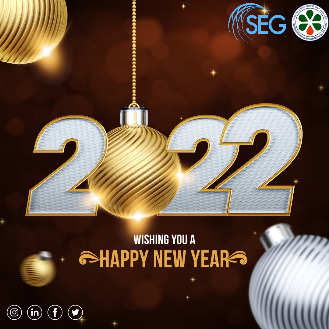 SGeophysicists's tweet photo. Out with the old, in with the new: may you be happy the whole year through.
A new year is like starting a new chapter in your life. It’s your chance to write an incredible story for yourself.
 SEG RGIPT SC wishes you a very happy new year https://t.co/gnFBBQrYsr