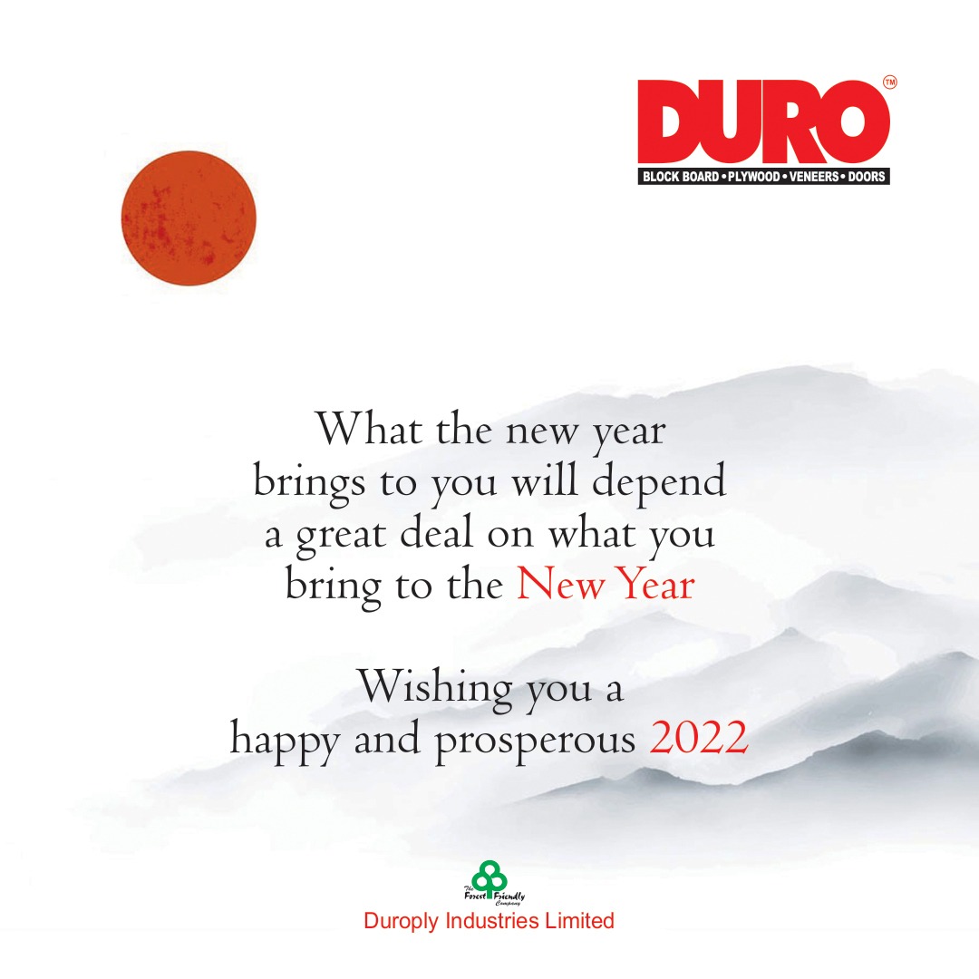 Duroply's tweet photo. May this New Year bring you happiness, peace and prosperity. Wishing a Joyous 2022.

#Newyear #newyear2022 #duro #duroply #Duroplyindustrieslimited https://t.co/pXtjVN4shp