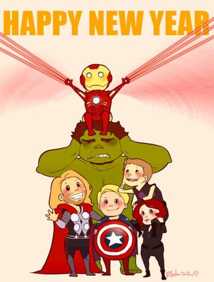 Basically a normal day to me but oh well.
Image not mine.

[Ignore] #HAPPYNEWYEAR #ironman #hulk #thor #CaptainAmerica #hawkeye #blackwidow https://t.co/IYgsccH8c7