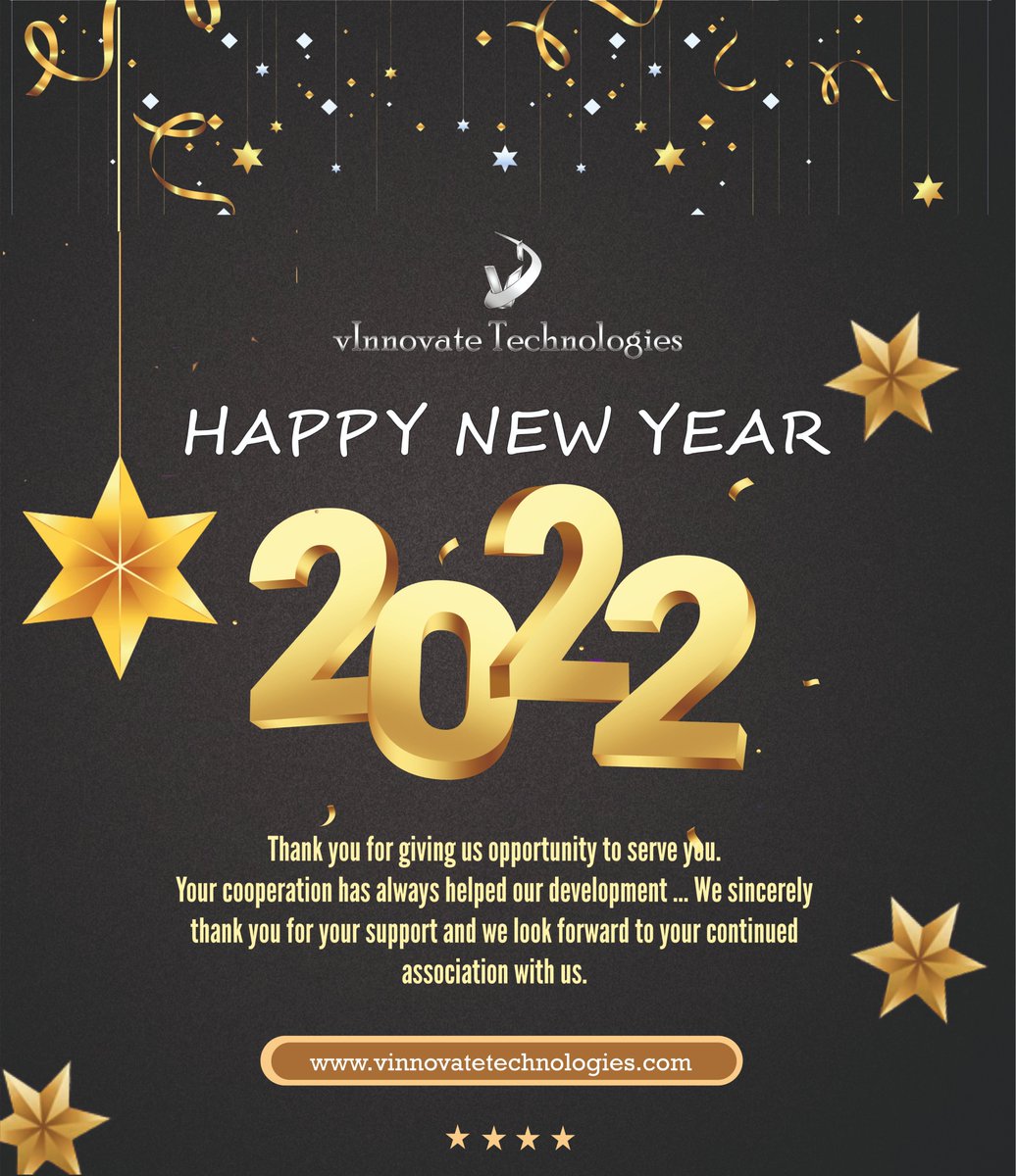 vInnovateTechn2's tweet photo. vInnovate Technologies wishes you a very happy new year. Thank you for choosing us and trusting our solutions and services and thankyou for being part of vInnovate technologies as trusted patners. Our employees efforts made us one of the best companies. https://t.co/ZOW7KX2pMJ
