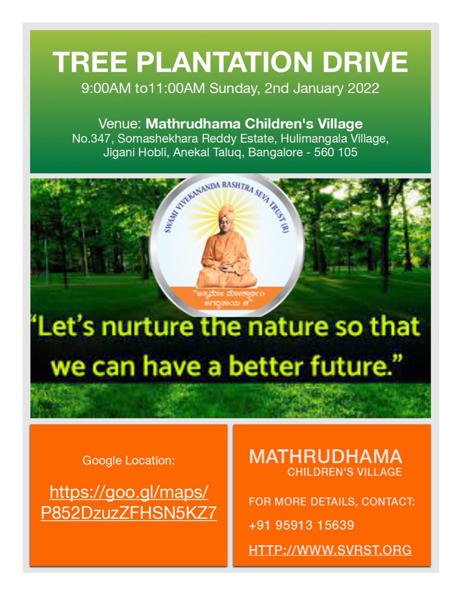 GopalKeshri's tweet photo. Tree plantation drive at #Matrudhama Children's Village.

Let's Nurture the Nature!

Date: 9AM, Sunday 2nd Jan, 2022
Location https://t.co/PMal6CDbez
Contact: 95913 15639 https://t.co/0r3eRifO8C