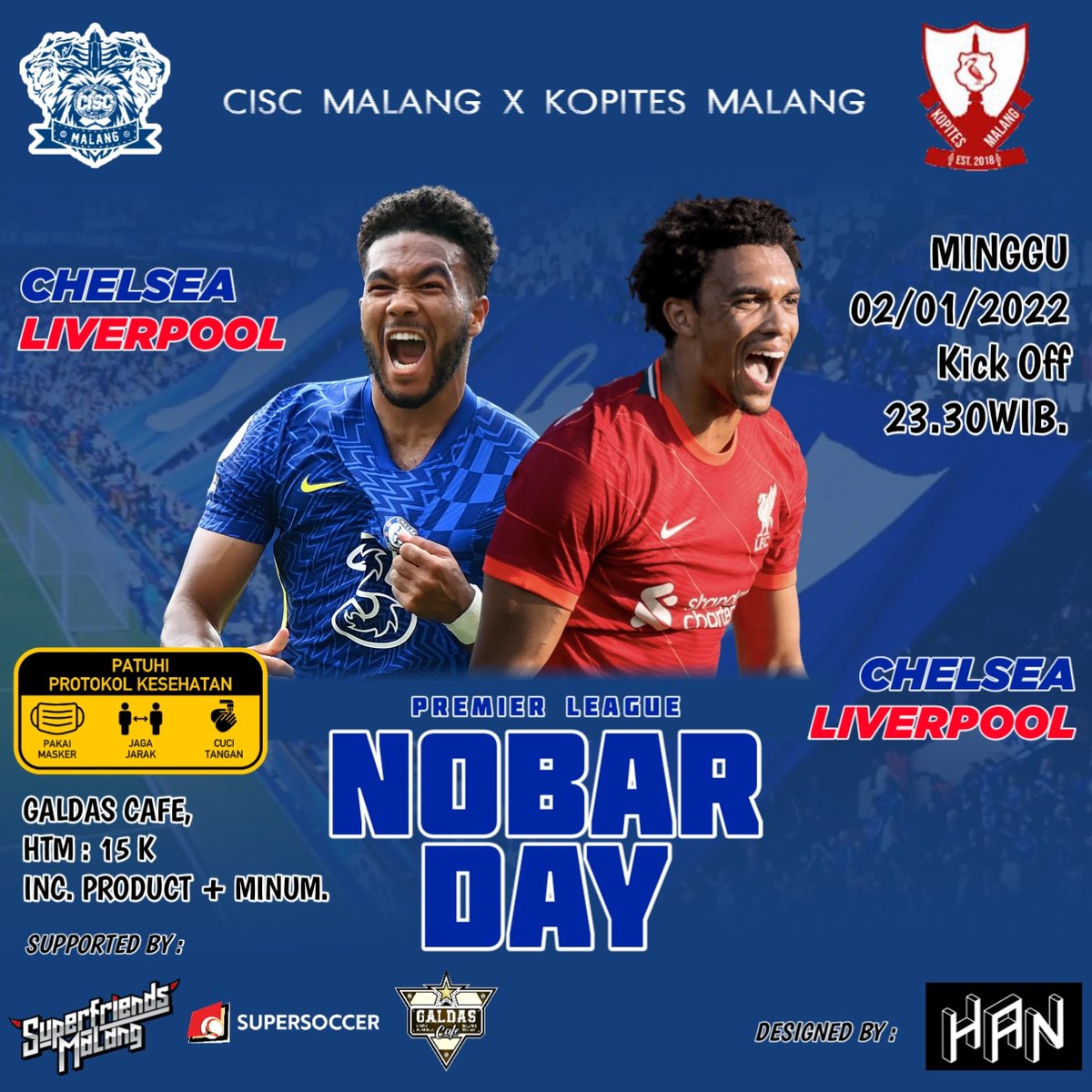 ciscmalang_'s tweet image. Super Sunday match in 2022,It's time to secure 3 points in the home match ! 🔥
Kita nobar bareng dulur @kopitesmalang 
📆 : Minggu,02 Januari 2022
⏰ : Open Gate 22.30 WIB
📍 : @galdas_cafe_and_coffee
💰 : 15K Include (Drink&amp;amp;Snack)
☎️ : Fahri +6289696872310 
.
#chelseafc