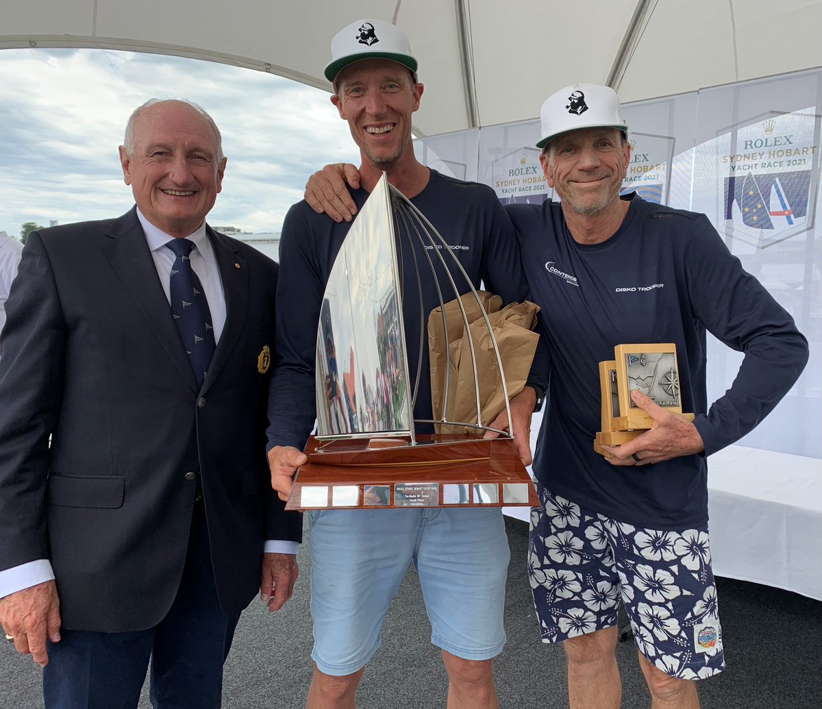 rshyr's tweet image. The inaugural overall winners of the Two-Handed Division in the 2021 #RolexSydneyHobart: 

🏆Disko Trooper_Contender Sailcloth

Jules Hall and Jan Scholten claimed a sweep of the overall prizes, winning IRC, ORCi and PHS on Jules’ J/99.

Full results ➡️ bit.ly/2021RSHYR2Hres…