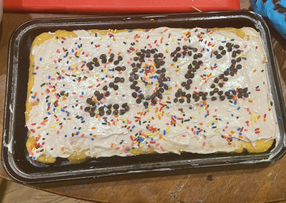 Happy New Year!!! 🎊 A vegan, egg free, dairy and nut free lemon cake with raspberry frosting and Enjoy Life chocolate chips… totally healthy way to start off the new year. ;)