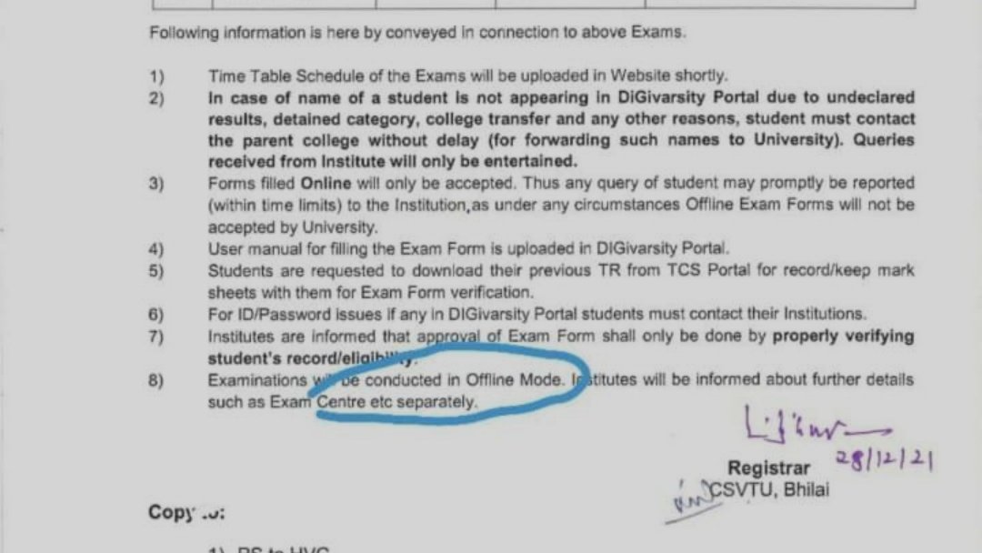 shivendra_sp8's tweet photo. @ChhattisgarhCMO 
@bhupeshbaghel
@umeshpatelcgpyc 
@IBC24News 
@CsvtuN 
CS VTU University is not yet ready to conduct offline exam, Coronavirus cannot be avoided by taking only sanitizer along with csvtu students have to take responsibility.

 #boycottcsvtuofflineexams https://t.co/8plMVxE5y4